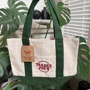 Trader Joe's Mini Canvas Tote Bag GREEN